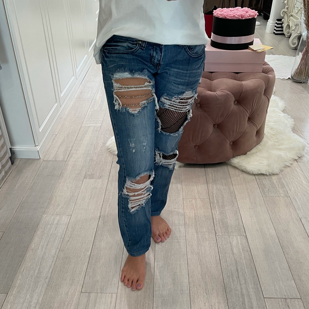 Machine Ripped Jeans Blue - Picture 3 of 5